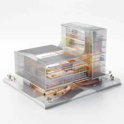 idea for architecture model mass study, stainless steel and colorful glass, trending on behance, keyshot 1 1