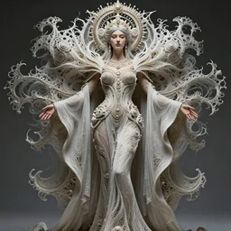 high priestess queen of jupiter by iris van herpen and zaha hadid. highly detailed, hyper - real, very beautiful, intricate fractal details, very complex, opulent, epic, trending on deviantart and artstation