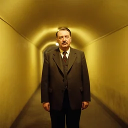 7 0 s movie still of josip broz tito in a yellow wall tunnel, cinestill 8 0 0 t 3 5 mm eastmancolor, heavy grain, high quality, high detail