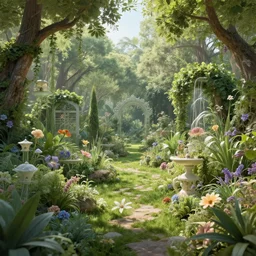 ethereal garden of eden a photorealistic and detailed rendering