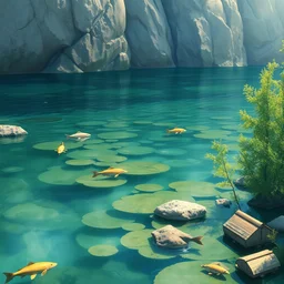 freshwater biome. highly detailed, digital painting, watercolor, soviet realism, engraving, artstation, concept art, smooth, sharp focus, vivid grunge, manga, illustration, unreal engine 5, 8 k, art by bilibin and kuvshinov and malevich and mucha
