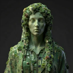 stoic statue wearing clothes, vaporwave, aesthetic, naturel, symmetrical face, hyper detailed, digital sculpture, trending in artstation, cinematic lighting, studio quality, smooth render, unreal engine 5 rendered, octane rendered, art style by klimt and nixeu and ian sprigger and wlop and krenz cushart