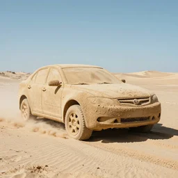 car covered by sand