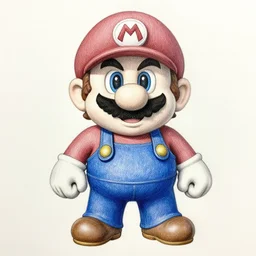 the witcher mario, pencil art on paper, highly detailed, looking defiantly at the camera, front!!, front look!!, mario face!!, mario body!!, nintendo style!!, caricature, funny