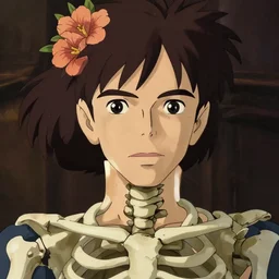 manga fine details portrait of ainsley harriott, floeers in hair, ainsley harriott, skeleton. anime masterpiece by studio ghibli. 8 k render, sharp high quality anime illustration in style of ghibli, artstation