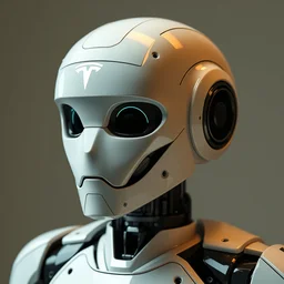 a humanoid robot with a tesla logo.