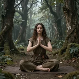 medieval yoga in style of hieronymus bosch, 4k, hyper realistic,