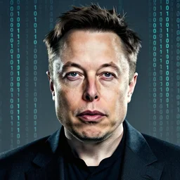 portrait of elon musk, binary code pattern, matrix, ismail inceoglu