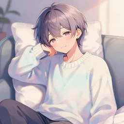 placid pastel chill lazy sweet cozy sweater visual novel gamer protagonist trending on pixiv best