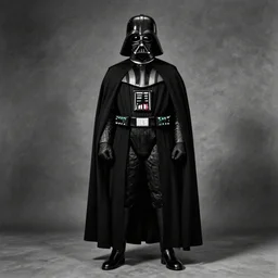 naturalist full body shot of darth vader, black and white, in the style of alfred stieglitz, dramatic lighting