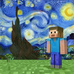 screenshot from minecraft in style of vincent van gogh