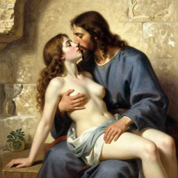 jesus kissing a sensual woman in jerusalem, artstation