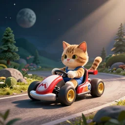 Cat in Mario Kart