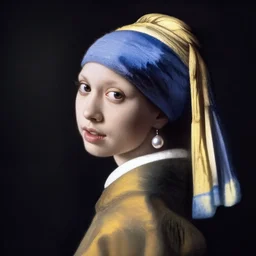 An extremely beautiful studio photo based on the painting of the girl with a pearl earring, 20 years old, bokeh, 90mm, f/1.4