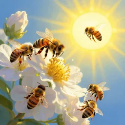 bees and flowers and shining sun by Greg Craola Simkins , masterpiece
