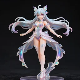 james jean isolated vinyl figure voluptuous cute magical girl character design, figure photography, dynamic pose, holographic undertones, motion shapes color design, glitter accents on figure, anime stylized, sharp focus, accurate fictional proportions, high delicate defined details, luxury materials, ethereal lighting, editorial awarded
