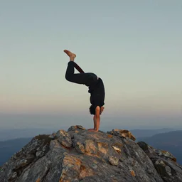person doing a yoga pose on top of mountain by artgerm, artgerm, Hildebrandt, WLOP, Charlie bowater