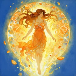 mulan, orange, splash aura in motion, floating pieces, painted art by tsuyoshi nagano, greg rutkowski, artgerm, alphonse mucha, spike painting
