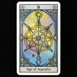 Age of Aquarius tarot card art nouveau holographic effect sacred geometry