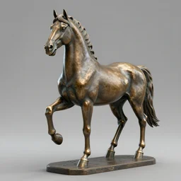 Horse bronze statue, unreal engine, highly detailed