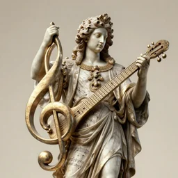 an epic treble clef and sheet music baroque statue devoted to the gods of music, gi, global illumination, physically based rendering, photoreal, small details, intricate