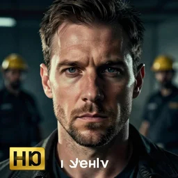 Close up portrait man with crime scene in the background. Photorealistic. Award winning. Dramatic lighting. Intricate details. UHD 8K.
