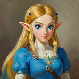 Portrait of Princess Zelda from Breath of the Wild, oil painting by Jean-Joseph Benjamin-Constant
