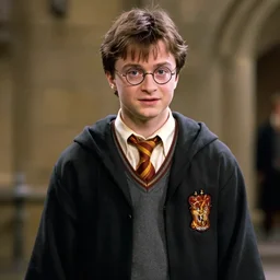 film still of Tom Holland as Harry Potter wearing glasses and hogwarts uniform in Harry Potter movie
