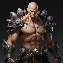 a monstrous version of Raziel from soul reaver, bald, with multiple eyes, extremely detailed digital art