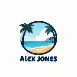 alex jones on a beach, digital art, iconic icon, 2 d vector logo, cartoon, t - shirt design