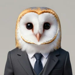 portrait of a cute barn owl in a suit by yusuke murata and masakazu katsura, artstation, highly - detailed, cgsociety, artstation, pencil and ink, fighting pose, barn owl face, city in the background, dark colors, detailed face, messy hair