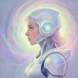 side profile painted portrait by thomas blackshear, imogen poots as space templar, gloomhaven, luminescent, colorful swirly magic ripples, pastel colors, by craig mullins, greg manchess, raymond swanland, anders zorn, by bayard wu, huang guangjian, greg rutkowski, jesper ejsing