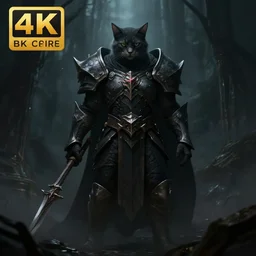 cat paladin epic digital art, shrouded in darkness 4 k