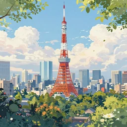 Beautiful Photo art of Tokyo, Japan, magical summer, trending on artstation, 50mm, by Noah Bradley