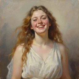 goddess of happiness, oil painting, oil on canvas, best on artstation, hd, 8 k, 4 k, realistic