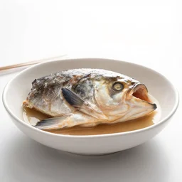 stew with a fish head, backlight minimalistc photograph