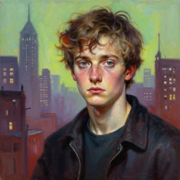 realistic portrait painting of lost his mind young man in silent hill city made by michaelangelo, physical painting, sharp focus, digital art, bright colors, fine art, trending on artstation, unreal engine.