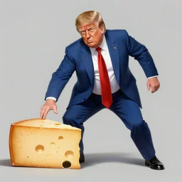 a very shifty Donald Trump sneaking around stealing cheese painted by Greg Hildebrandt