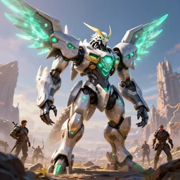 stormbird machine mecha animal beast robot of horizon forbidden west horizon zero dawn bioluminiscence global illumination ray tracing hdr fanart arstation by sung choi and eric pfeiffer and gabriel garza and casper konefal