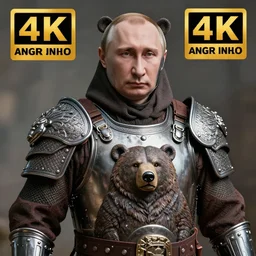 photo of a warrior with metal putin with a bear themed armour, highly detailed, 4 k, hdr, smooth, sharp focus, high resolution, award - winning photo