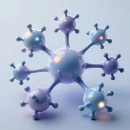 quantum connections represented as symbiotic organisms like cells playing around with colorful lights by tokujin yoshioka