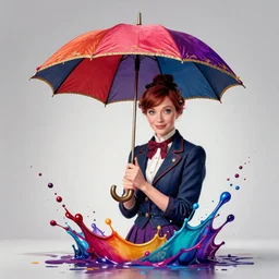mary poppins umbrella splash art graphic design color splash high contrasting art, fantasy, highly detailed, art by greg rutkowski