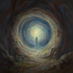 beautiful detailed dramatic fantasy painting of a portal into another dimension