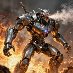 faster than a bullet terrifying scream enraged and full of anger he is half man and half machine rides the metal monster breathing smoke and fire