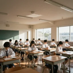 modern Japanese classroom full of students