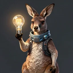 a portrait of a cyberpunk kangaroo holding a light bulb, fantasy, elegant, digital painting, artstation, concept art, matte, sharp focus, illustration, art by josan gonzalez