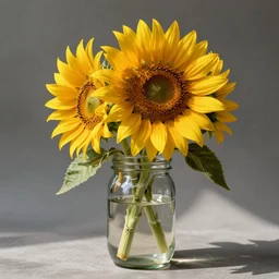 beautiful digital botanical illustration sunflowers in a mason jar, by greg rutkowski artstation