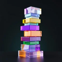 3 d stacked block, contemporary sculpture, color glass, trending on behance, keyshot 1 1