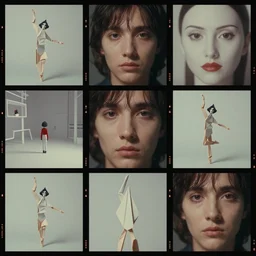 beautiful three point perspective film still of funky pop origami character study scene in merce cunningham, extreme closeup portrait in style of frontiers in miniature porcelain photography fashion architectural art studio seinen manga edition, holly herndon origami statue, pointe pose, soft lighting, cinestill 5 0 d, 8 k, f / 2 2, 3 5 mm, cinematic style by emmanuel lubezki