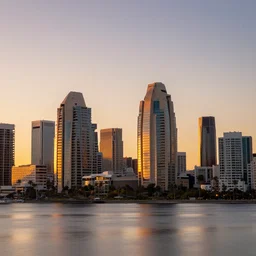 a beautiful photo of downtown San Diego at sunset, 8k, award-winning photography, high resolution, artistic